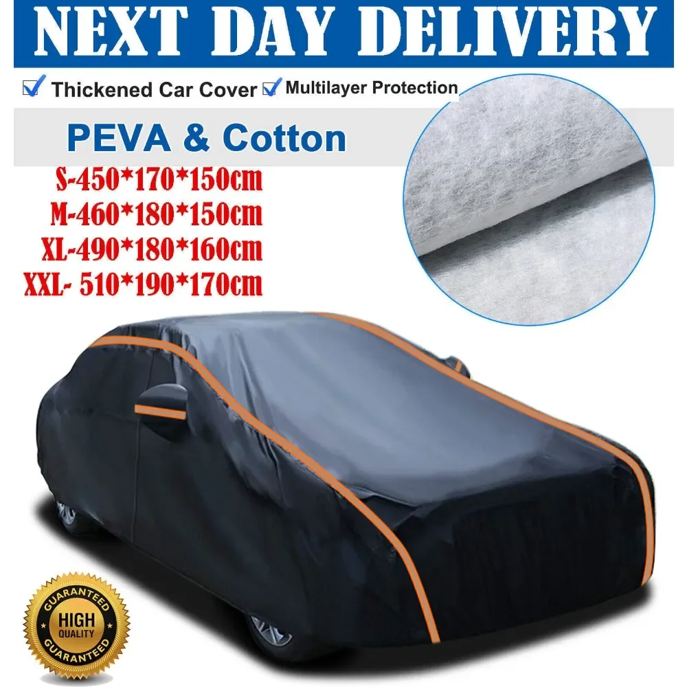 Cubierta impermeable para coche de 6 capas con forro de algodón resistente protección UV - S M XL XXL