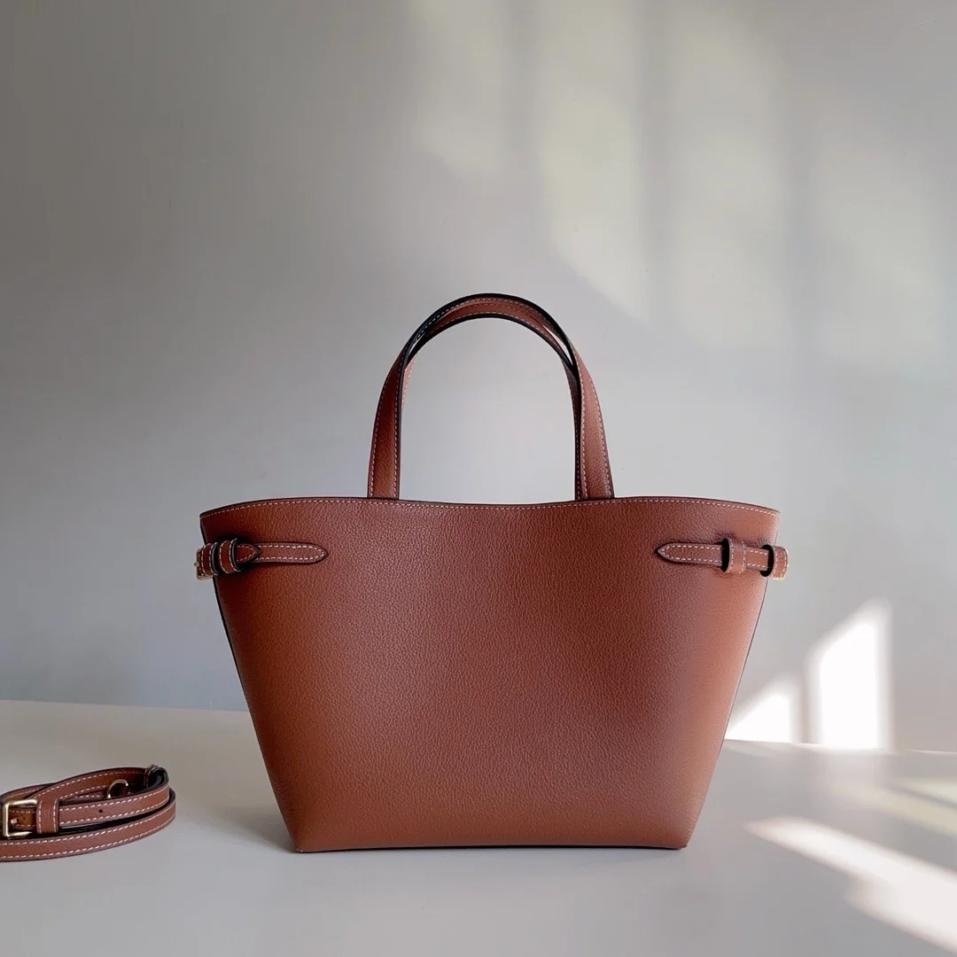 

Vintage Adjustable Sides Large Capacity 3 In 1 Tote Bag For Women Genuine Grain Leather Long Strap High Quality Commuting Bag