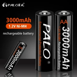 PALO AA 1.2V NIMH AA Rechargeable Battery AA Cell HR06 2A NI-MH Batteries for Remote Control Mp3 Clocks Shaver Toy+Battery Box