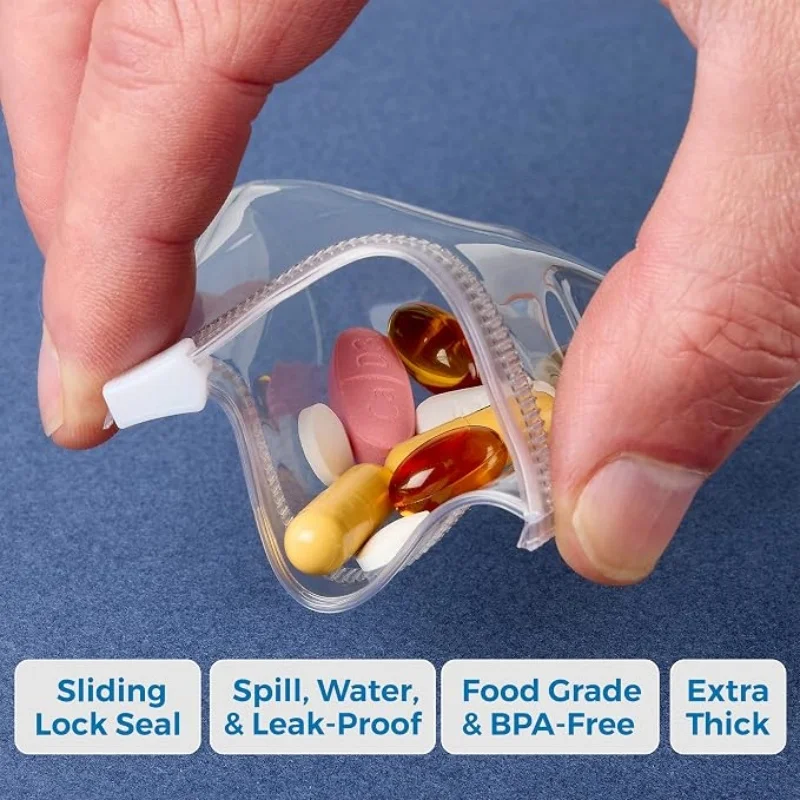 5pcs Transparent zipper medicine bag jewelry storage bag portable capsule bag medicine, health care products self-sealing bag