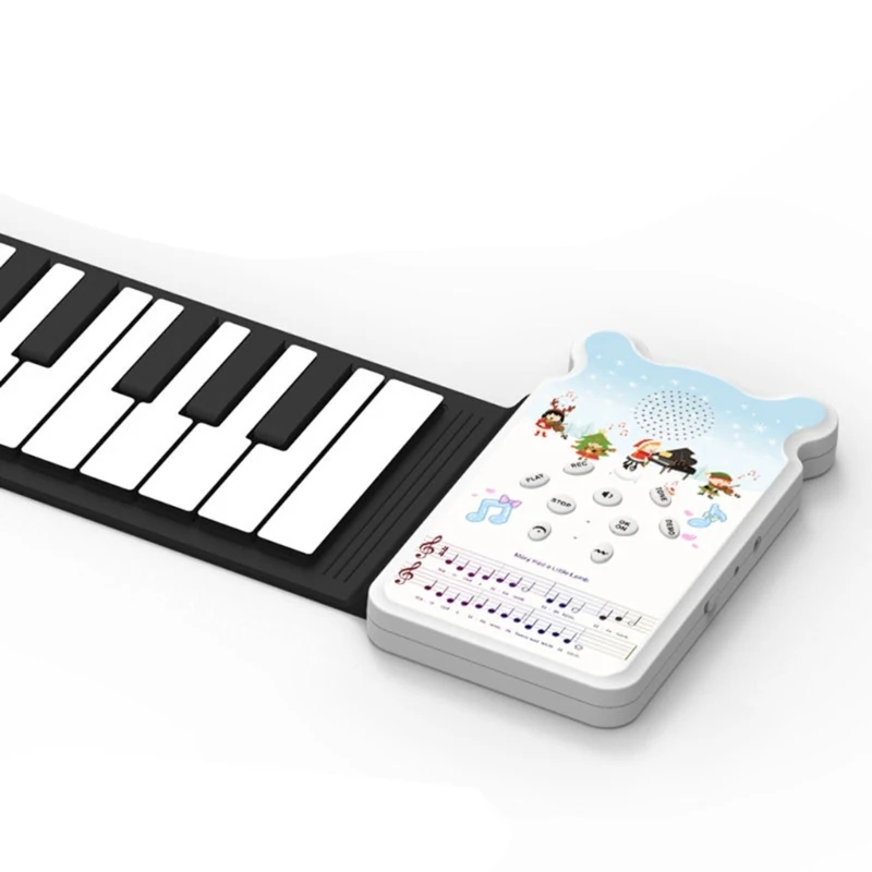 652D Roll Up Piano, 49 Key Multifunctional Electronic Piano Keyboard Foldable Hand Roll Out Piano, Educational Soft Keyboard