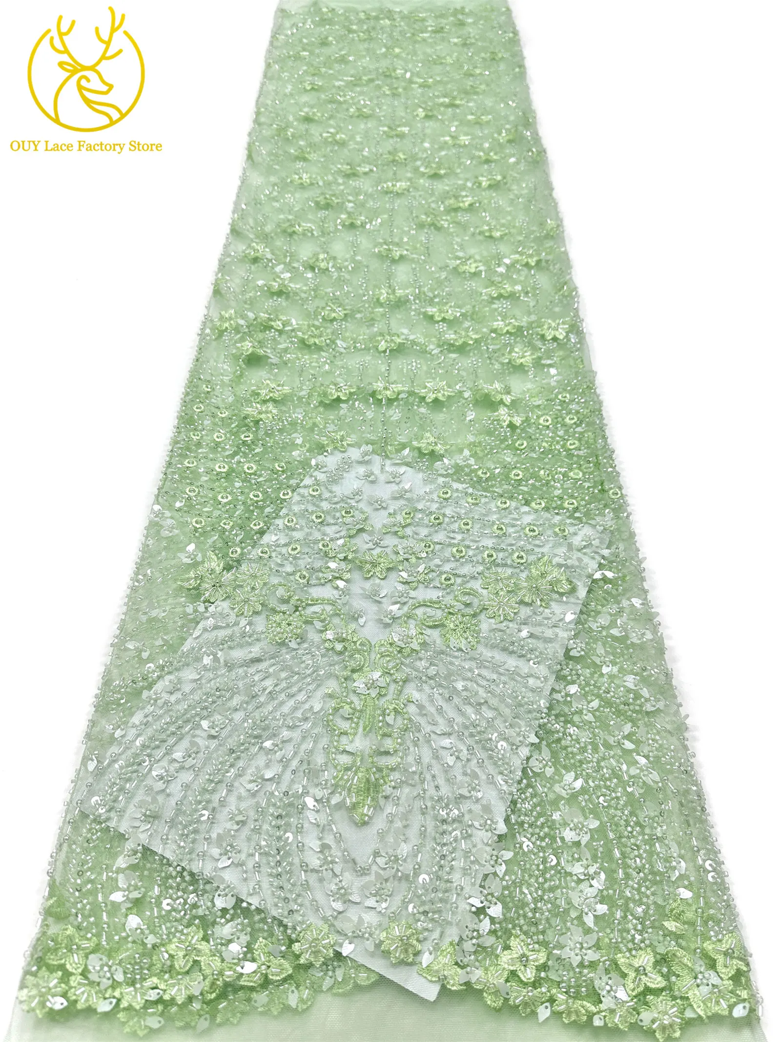 Modische französische Brautstickerei-Spitze 2026 Afrikanische Perlen-Pailletten-Spitze Nigerianischer Tüll-Spitzenstoff für Party- und Hochzeitskleider – Detail 19
