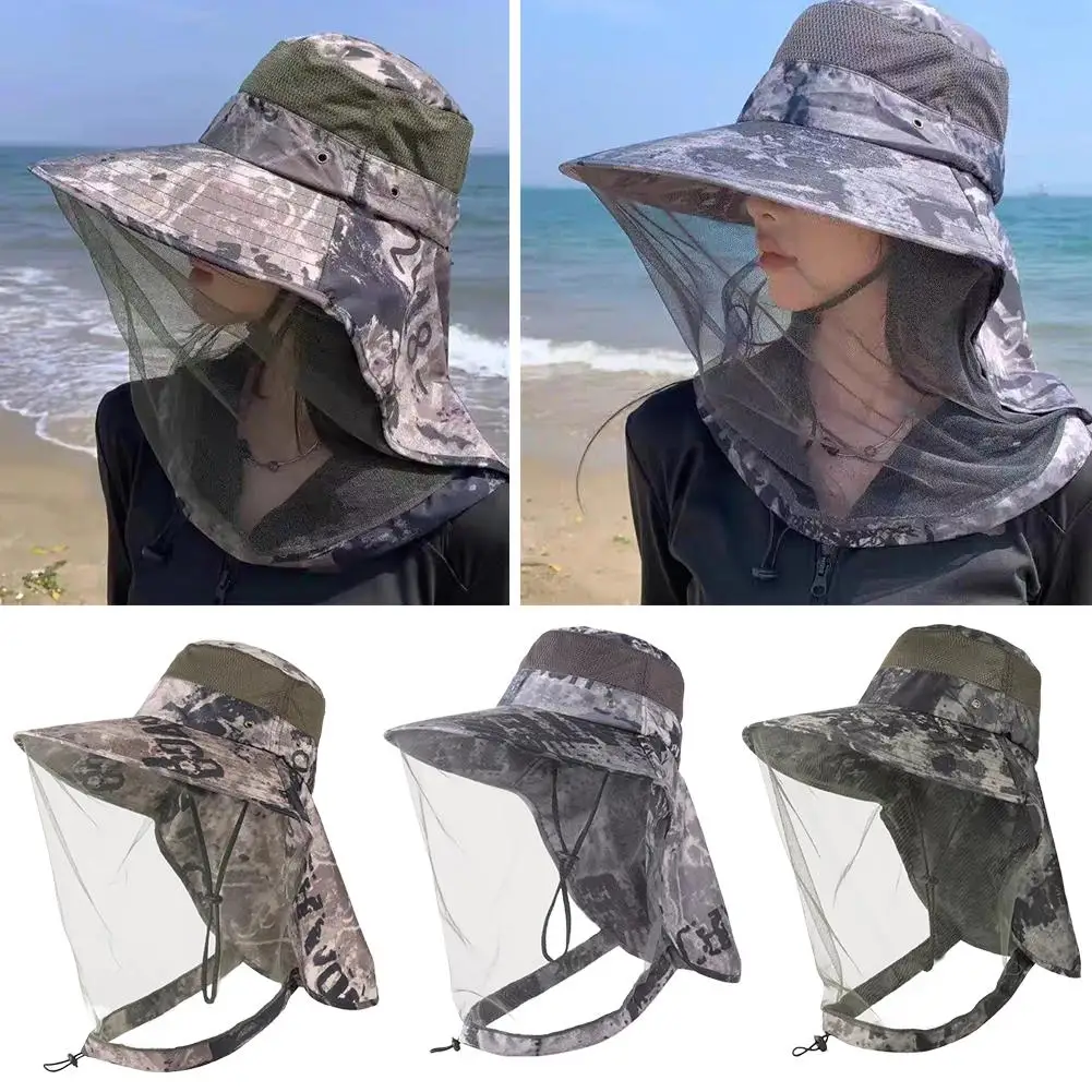 

Outdoor Insectproof Head Face Mask UV Protection Fishing Hiking Beekeeping Net Hat Gear Full Coverage Breathable Mesh Cap
