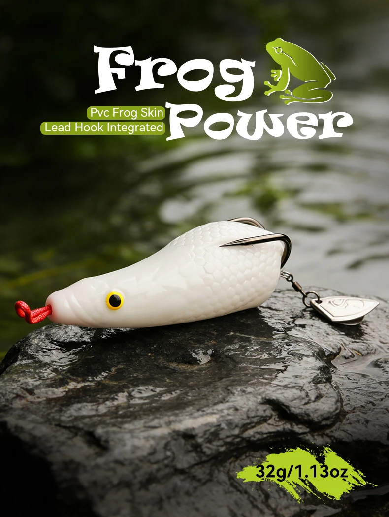 Leydun 32g Frog Power Angelköder 85mm Weichköder Zweiteiliger Farbiger Oberflächenköder Riesenfrosch Modifizierter Donnerfrosch zum Angeln – Detail 1
