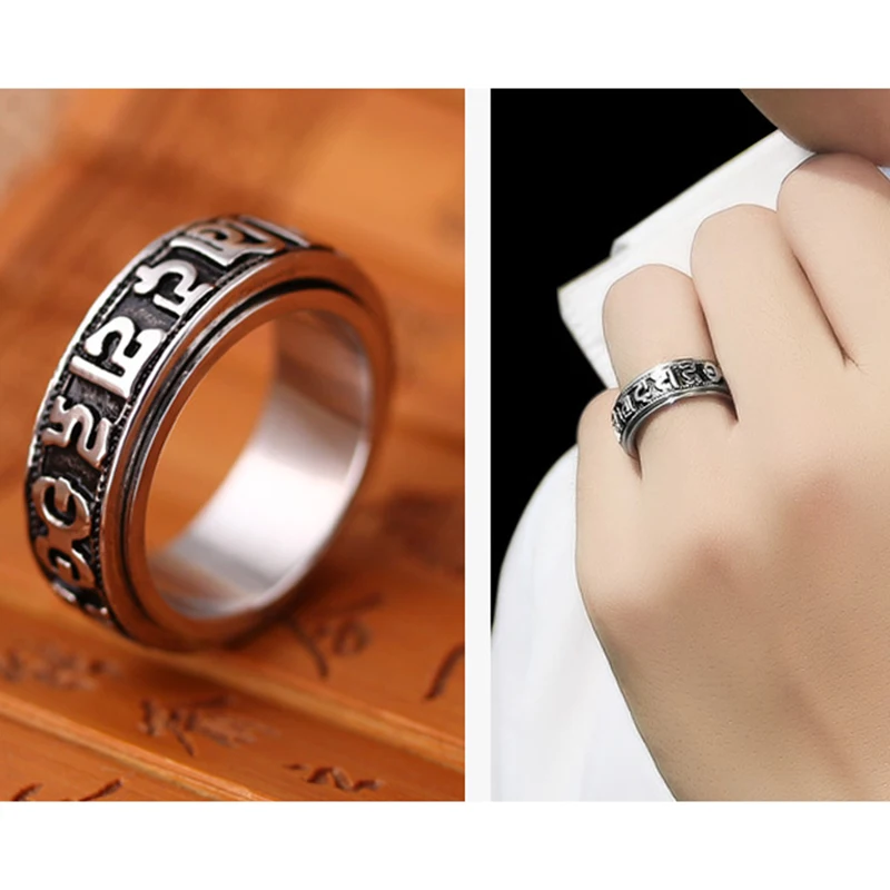 Tibetan Rotating Blessing Ring, Never Fade Can Rotate Power Lucky \