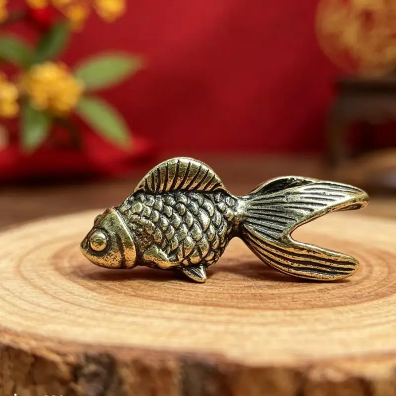 Mini-Goldfisch-Figuren Retro Messing Glückstier-Statue Ornament Heimdekoration Schreibtischdekoration Teetier Niedliche Geschenke – Detail 4