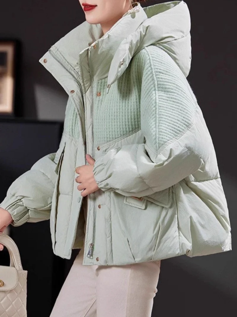 

Olive Green Short Down Jacket For Women Autumn Winter 2025 New Korean Style Short And Warm Hooded Bread Coat W725