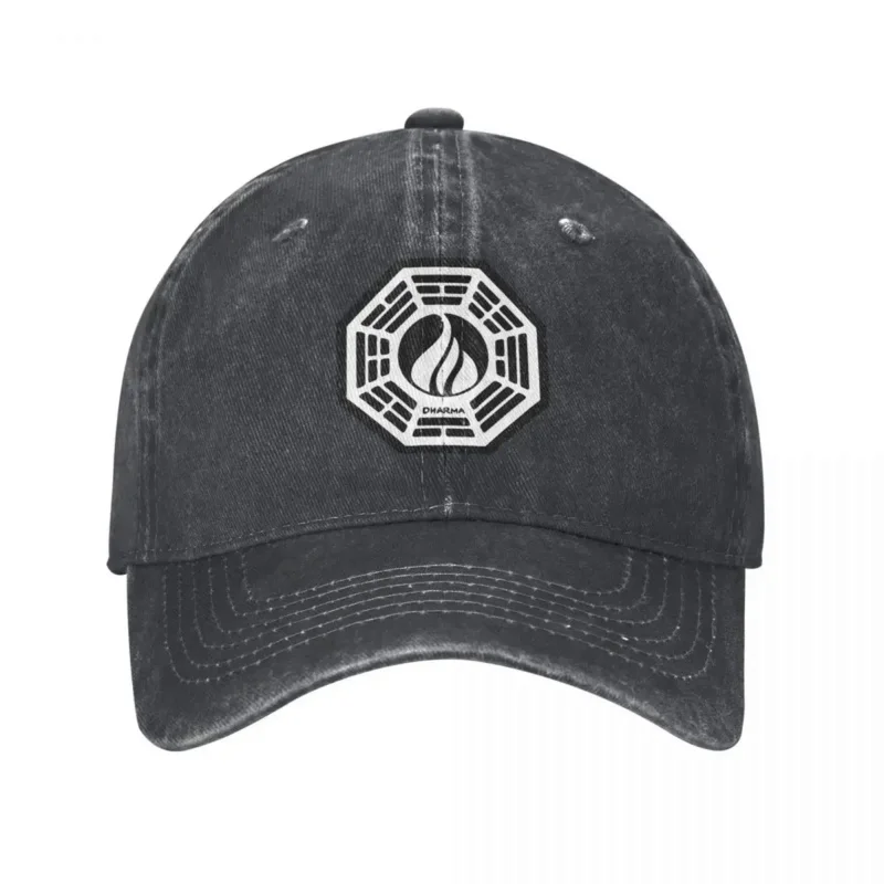 

Y2K Casual Dharma Initiative Logo Lost TV Show Baseball Unisex Distressed Denim Washed Snapback Outdoor Golf Hats Cap