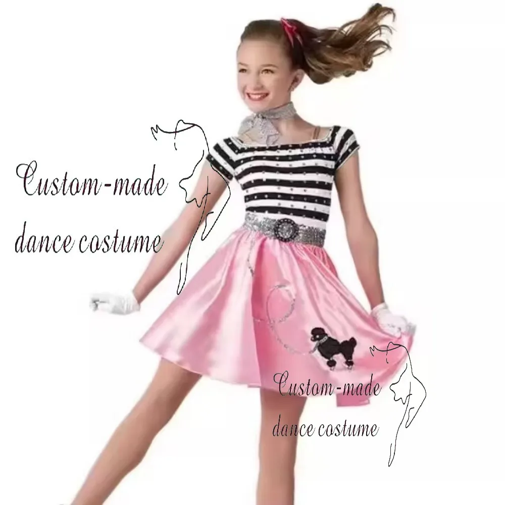 

Детское платье для латинских танцев с розовыми пайетками, профессиональный танцевальный костюм для сценических выступлений и соревнований