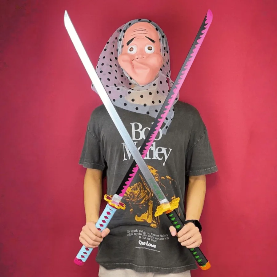 40inch Demon Slayer Muichirou Katana Samurai Sabre Kimetsu No Yaiba Anime Blade Sword Cosplay Prop Real Size Japanese Katana Toy