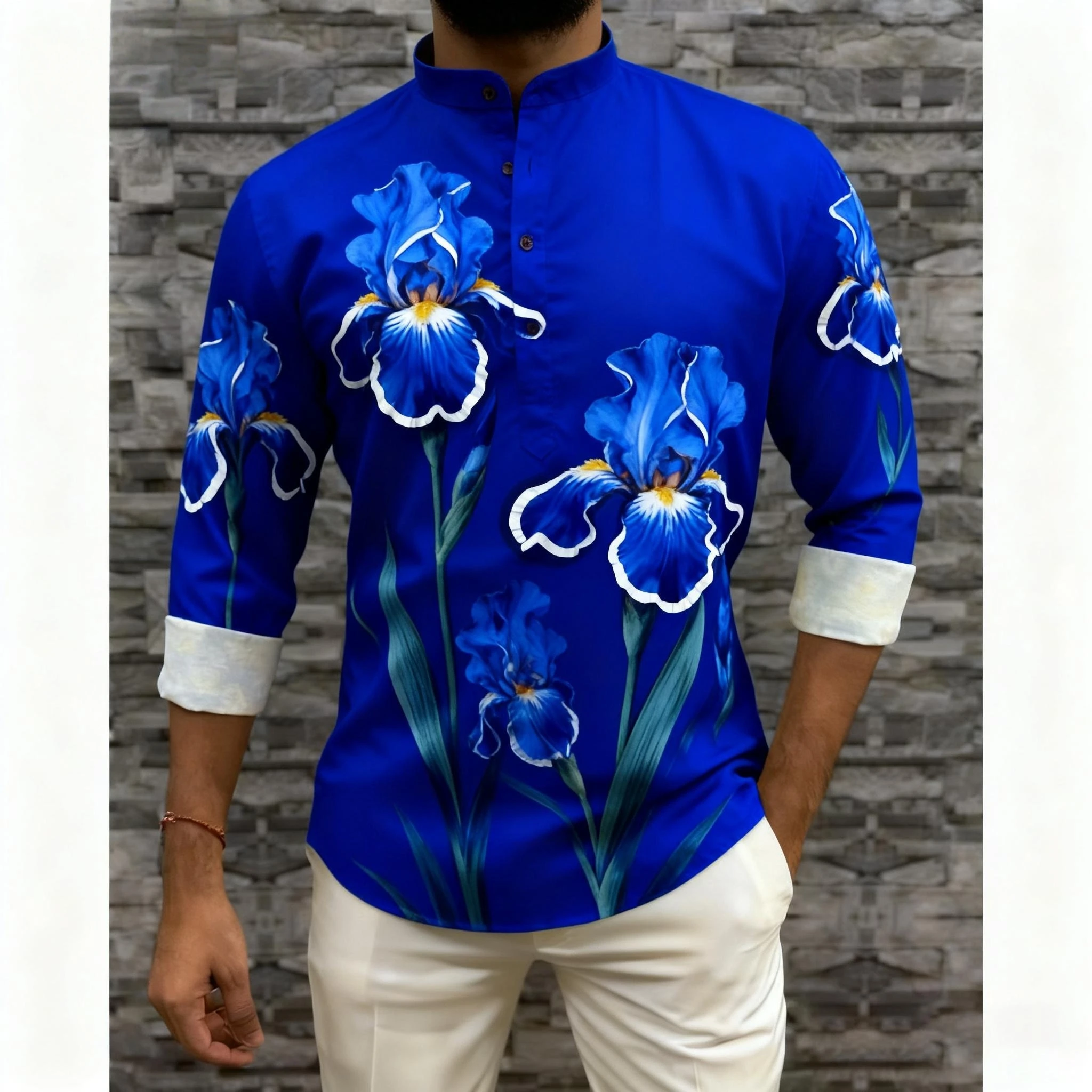 Abaya Thobe árabe de manga larga para hombre, caftán musulmán Henley, vestido liso con bandas, camisas, camiseta árabe musulmana para hombre