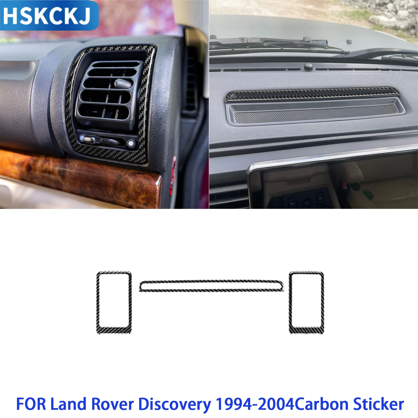 For Land Rover Discovery 1994-2004 Carbon Fiber Defrost Dashboard Air Vent Trim Kit Interior Accessories (3pcs)