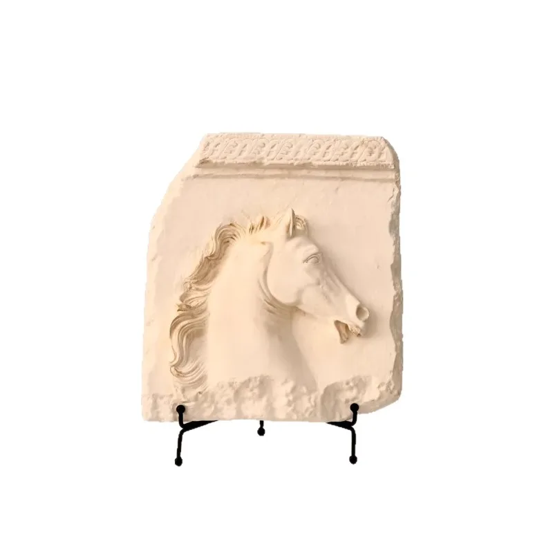 

Medieval style ancient white horse relief ornament home niche medieval art