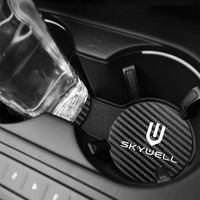 2pcs For Skywell ET5 Skyworth K EV6 HT-i Q 2021 2022 2023 2024 25 Car Carbon Fiber Black Non-slip Mat Water Coaster Accessories