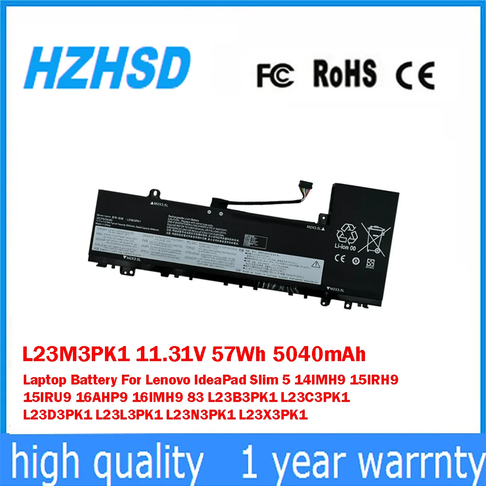 

L23M3PK1 11.31V 57Wh 5040mAh Laptop Battery For Lenovo IdeaPad Slim 5 14IMH9 15IRH9 15IRU9 16AHP9 16IMH9 83 L23B3PK1 L23C3PK1