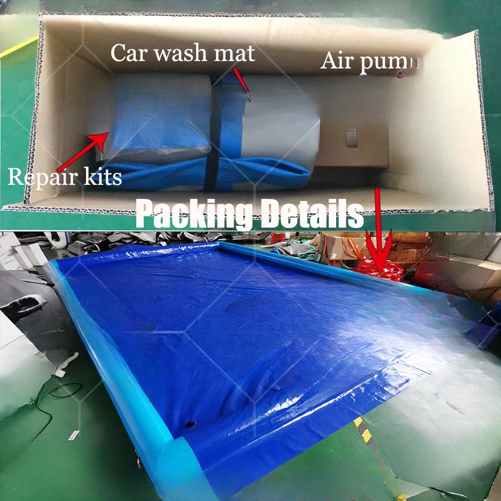 Waterproof Non Inflatable Wash Pads PVC Coated Tarpaulin Car Wash Water Containment Mat For Garage Floor