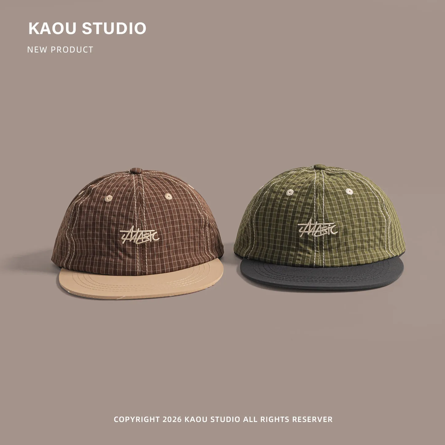 Plaid Color Block Baseball Cap for Men and Women, Hip-Hop Flat Brim Hat, Soft Top Breathable Sunshade Baseball Cap