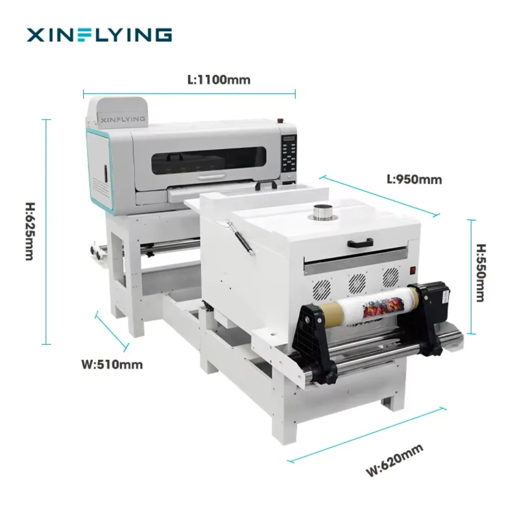 XinFlying 40CM A2 DTF Printer Printing Machine for T Shirt with XP600 I3200 Print Heads with Powder Shaking Machine