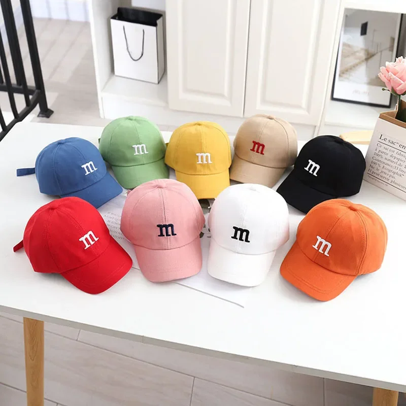 Girls Boy Adjustable Hat Children\'s Kid Baseball Cap Sunscreen Baby Hat Hip Hop M Letter Embroidered Kids Caps 1-6-8-12-15 Years