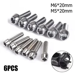 6 unids/set tornillos para manillar de bicicleta tornillos de acero inoxidable coloridos chapados en titanio M5/M6 * 20MM tornillo elevador de vástago en pernos