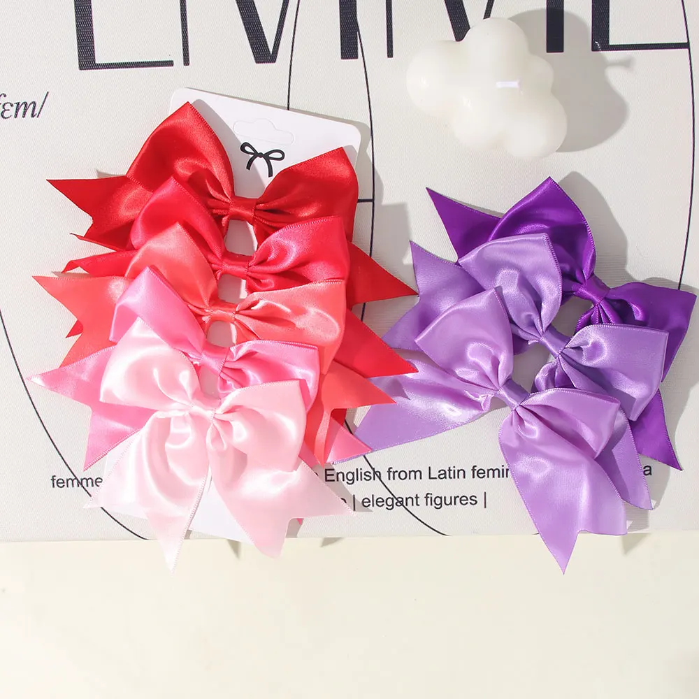 5 قطعة فتاة بلون الحرير القوس مشبك شعر ملون كلاسيكي متعدد الاستخدامات الأطفال Bowknot دبابيس الشعر الطفل إكسسوارات الشعر الهدايا اليدوية