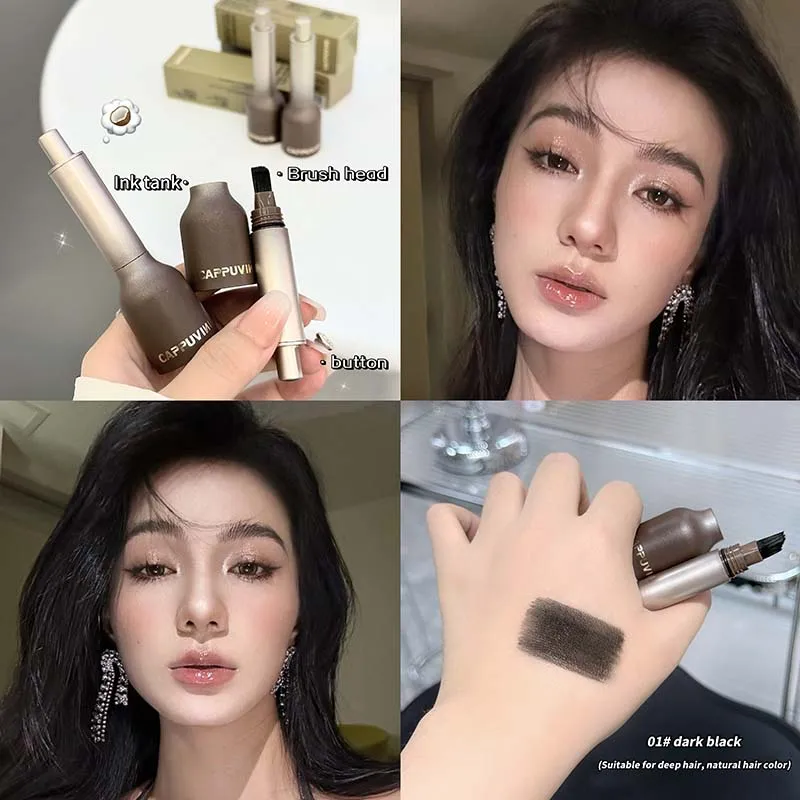 Lápis de sobrancelha selvagem de dupla utilização, lápis de linha fina, pincel angular, veludo, 3d, creme de tintura de sobrancelha, anti-manchas, multifuncional, caneta de matiz de sobrancelha