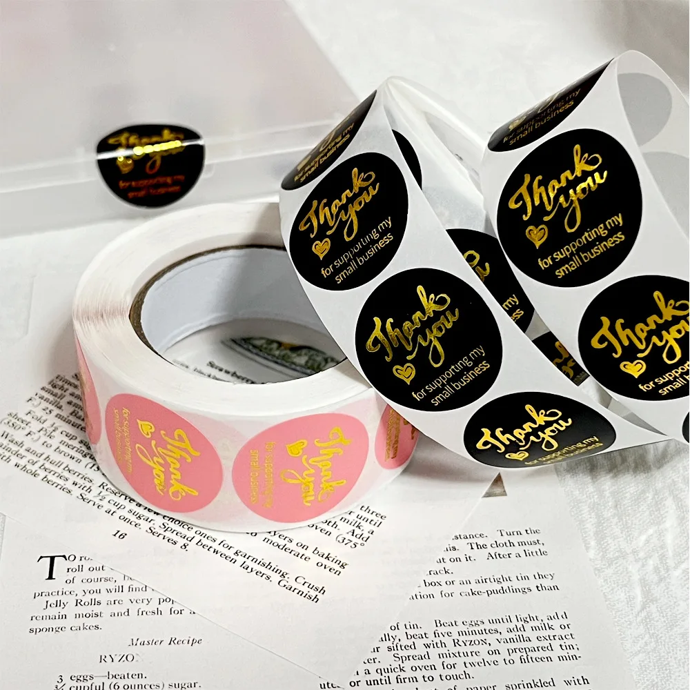 2.5cm 50/500pcs Thank You Round Sticker Scrapbook Letter Handmade Stickers Seal Labels Stickers Wedding Gift Flower Decoration