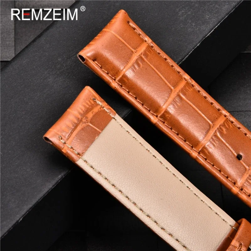 REMZEIM kordonlu saat 16 17 18 19 20 21 22 23 24mm buzağı hakiki deri kayış Watchband kutusu ile saat kayışı izle aksesuarları