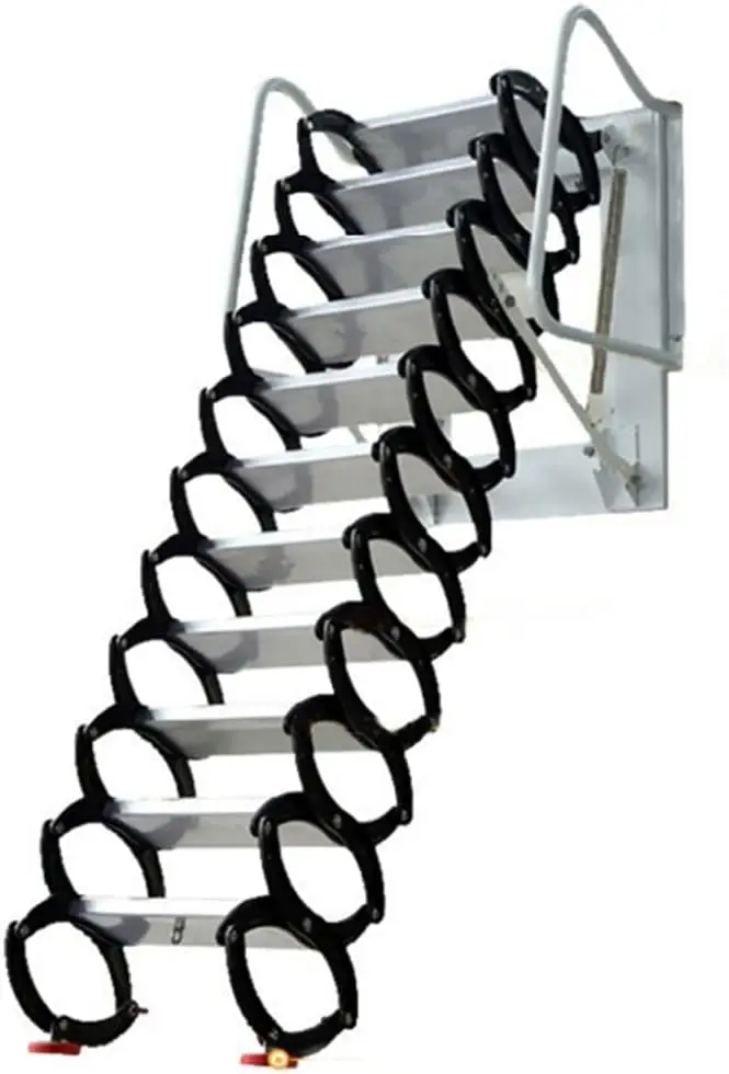 

12 Step Wall Mount Ceiling Ladder, Attic Ladder Pull Down System Loft Wall Ladder Stair, Attic Stairs Wall-Mounted Folding