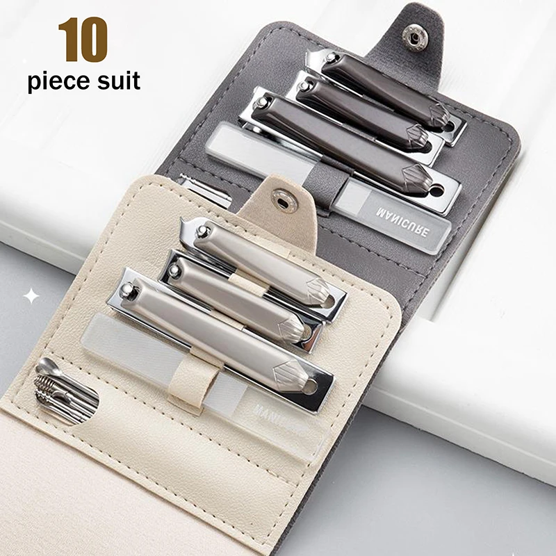 (HG)10 Pcs Carbon Steel Nail Clippers And Pedicure Set For Nails And Toenails Beauty Tools Professional Manicure Trimming Kit