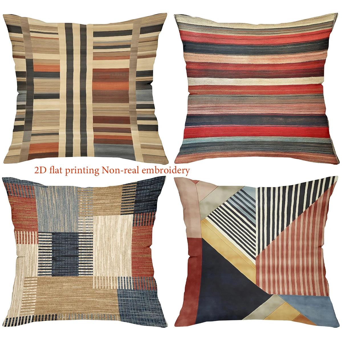 Modern Geometric Pattern Decorative Throw Pillow Cover 2D Printed Polyester Sofa Cushion Case for Home Decor