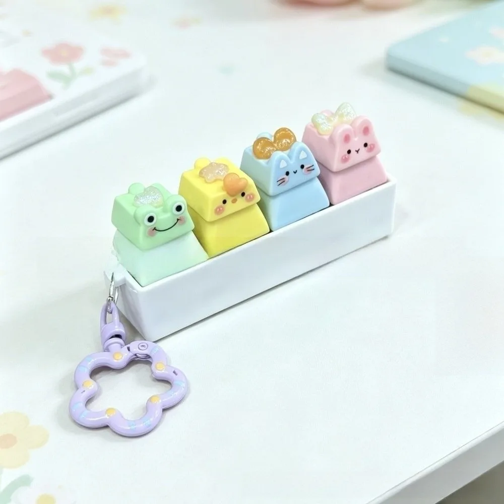 Relaxing Finger Button Anti-stress Pendant Aninal Keycap Cheese Fidget Keychain Pass The Time Calming Keychain Keys Bag Charms