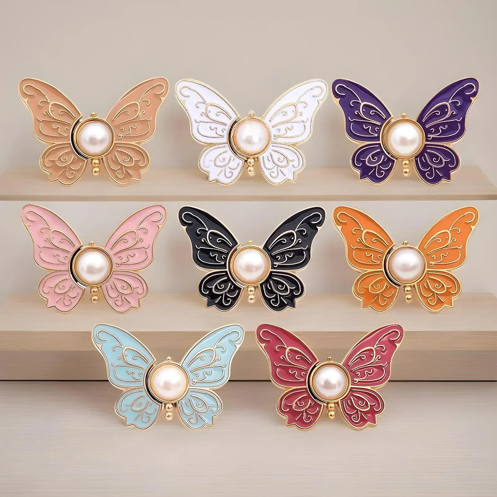 Adjustable Waist Tightener Butterfly Shape No Sew Button Clip 8 Pieces Clothing No Sewing Clips Alloy Accessories for Dress