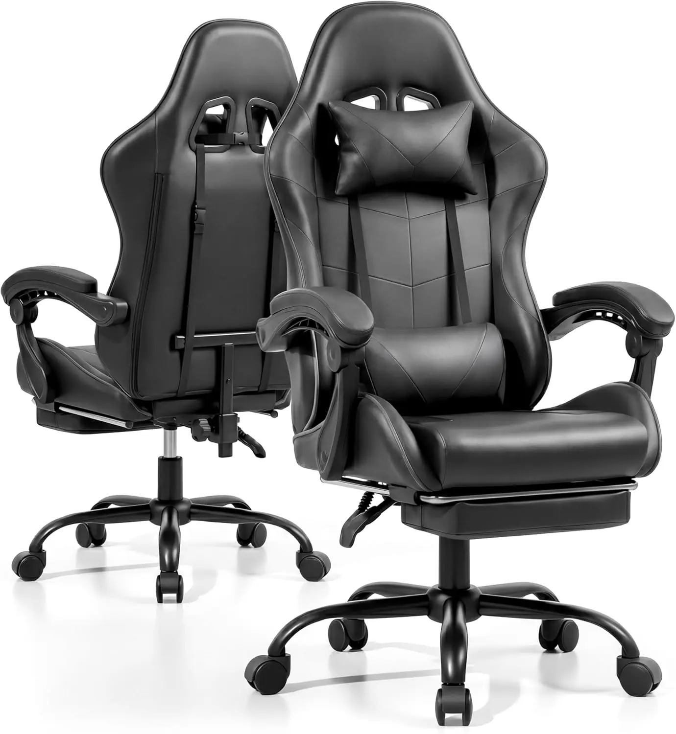 Gaming Chair with Footrest and Lumbar Support, Height Adjustable Chair with 360°Office Desk Chair,Heavy Duty 330lbs Computer Cha