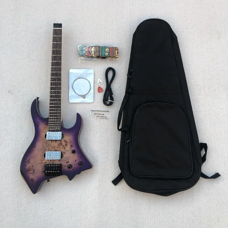 24-fret headless electric guitar, high-end configuration professional headless electric guitar purple