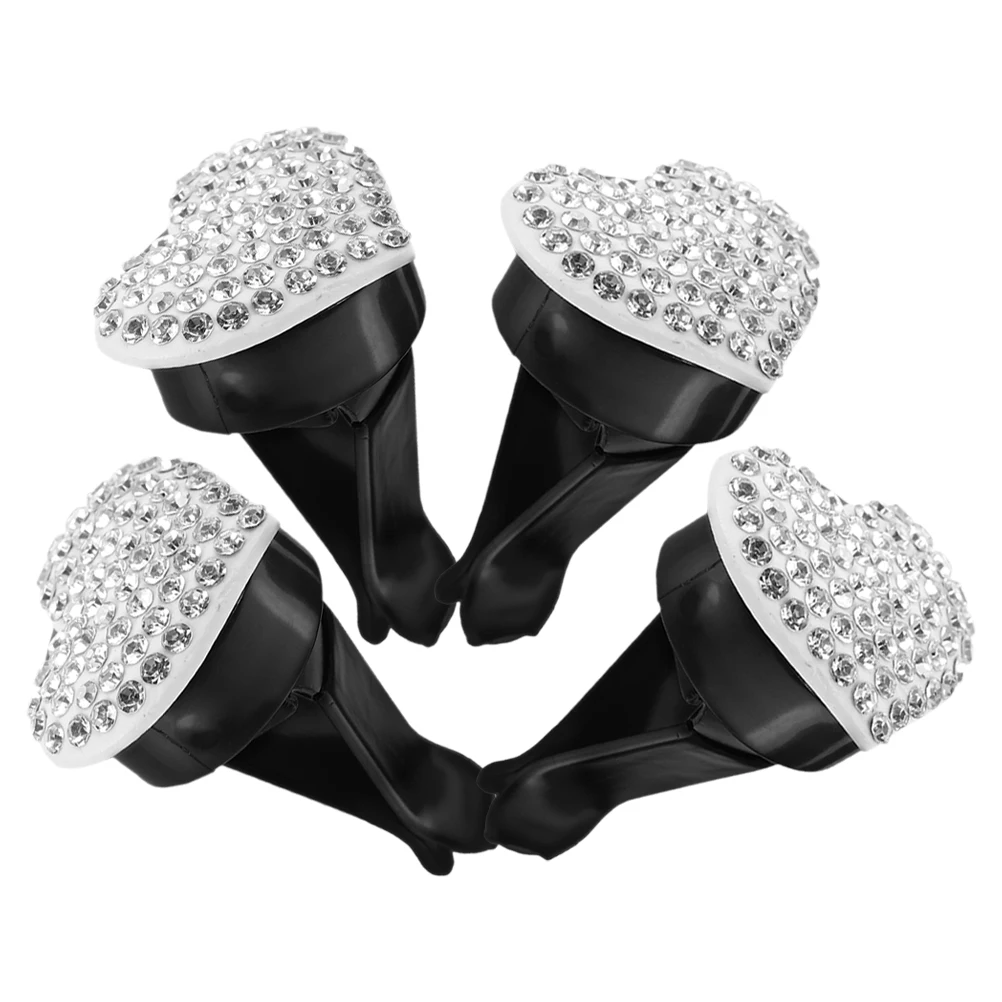 

4pcs White Car Vent Clips Aromatherapy Decorations Aluminum Rhinestone Heart Shaped Fragrance Holder Car Air Freshener