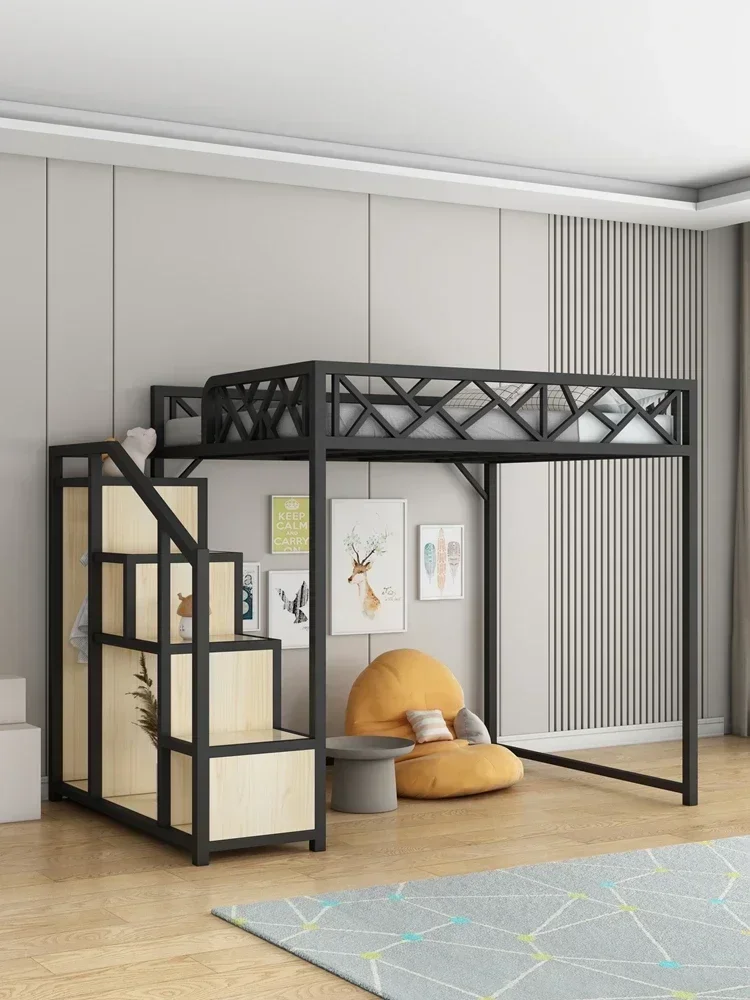

A Wrought Iron Raised Bed Apartment Space Saving Simple Dorm Small Apartment Bed