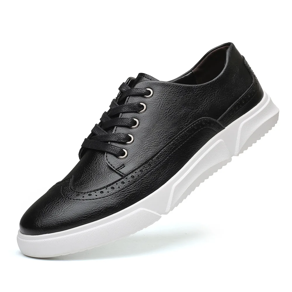 Heren Board Schoenen Lederen Ronde Tenen Veters Mannelijke Sneakers Slip-On Slijtvast Vintage Veelzijdige Casual 2024 Nieuw