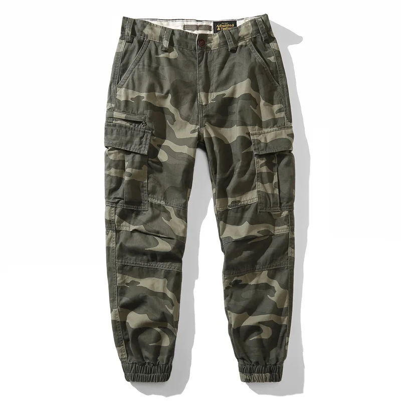 Pantalones para correr al aire libre con múltiples bolsillos de estilo Retro para hombre, pantalones Cargo de camuflaje táctico, pantalones casuales sueltos de otoño