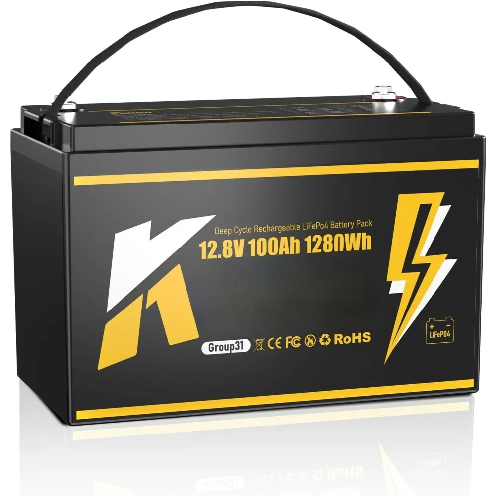 

12V 100Ah LiFePO4 Battery,BCI Group 31 Lithium Battery ， Built-in 100A BMS,15000 Cycles Lithium Iron Phosphate Battery Perfect
