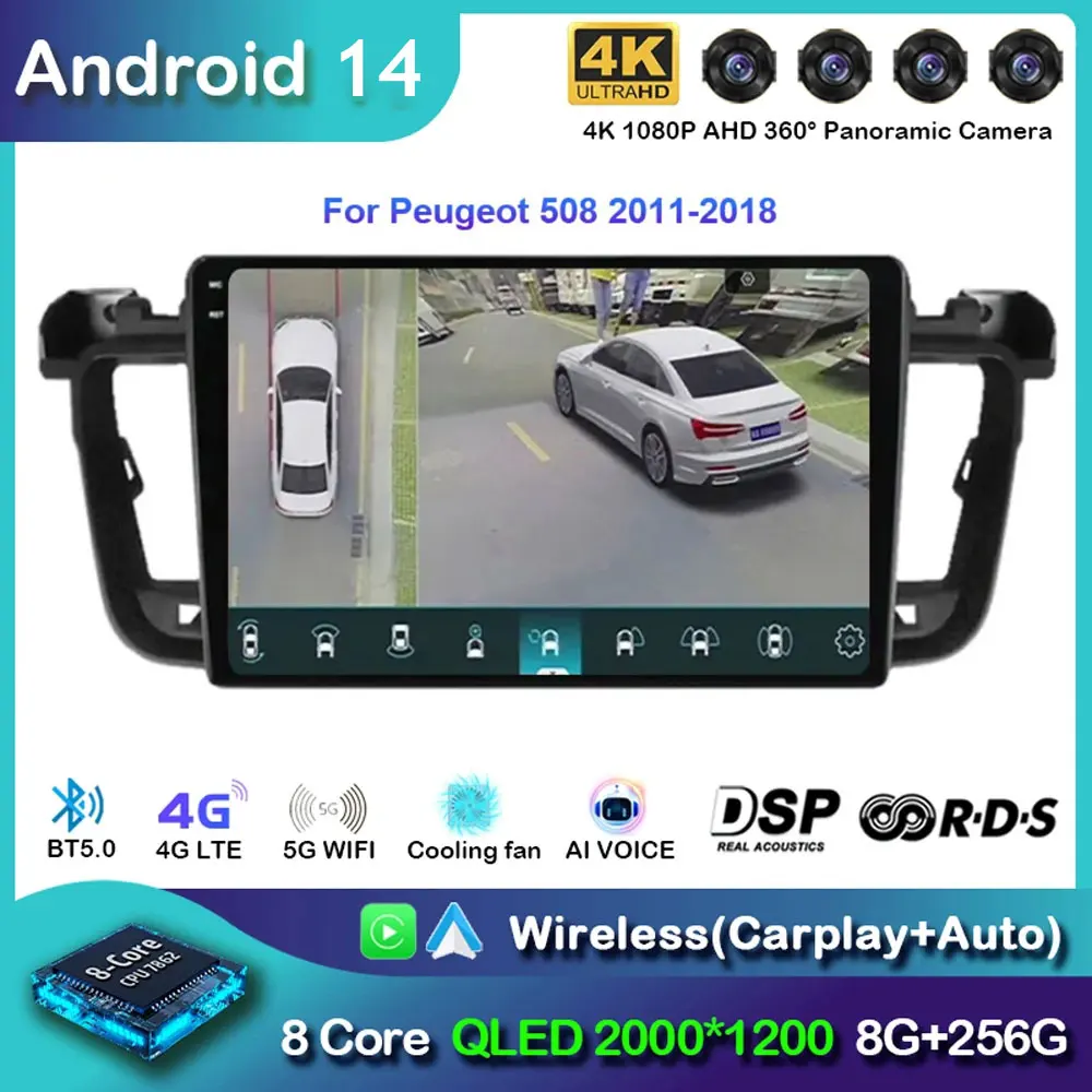 

Android 14 Carplay Car Radio For Peugeot 408 for Peugeot 308 308SW Navigation GPS Multimedia Player WiFi+4G Stereo video Auto BT