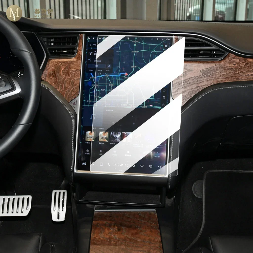 MUQSHI LCD screen Anti fingerprint glare tempered glass Car navigation screen protector film refit For Tesla model X/S 2019-2022