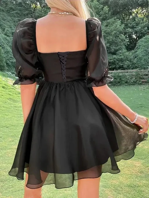 Black Oraganza Mini Graduation Dress Vintage Cocktail Dresses Short Prom Gown Vestido de graduación бальное платье Customized