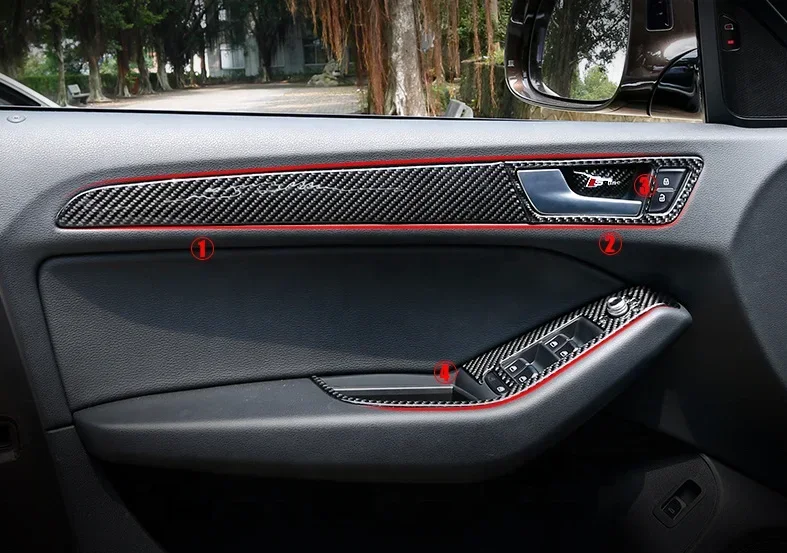 Customized Full set Carbon Fiber Car Interior Decal Frame Cover Trim Fits For Audi Q5 2013-2017