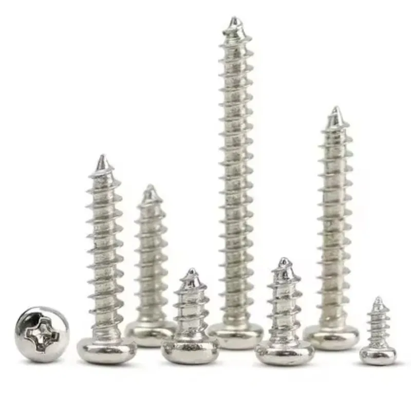 

FGHNBHT 50pcs M1.8 Phillips screw Round head Self-tapping bolt Pan heads Cross self-attack screws Nickel plating bolts 4mm-12mm