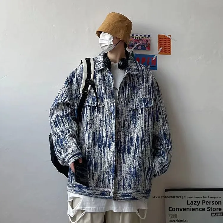 

Waed Denim Jaet for Men Spring Autumn New Sle Trendy Brand Street Faion Jae Cool Haome Long Sve Stand Fit