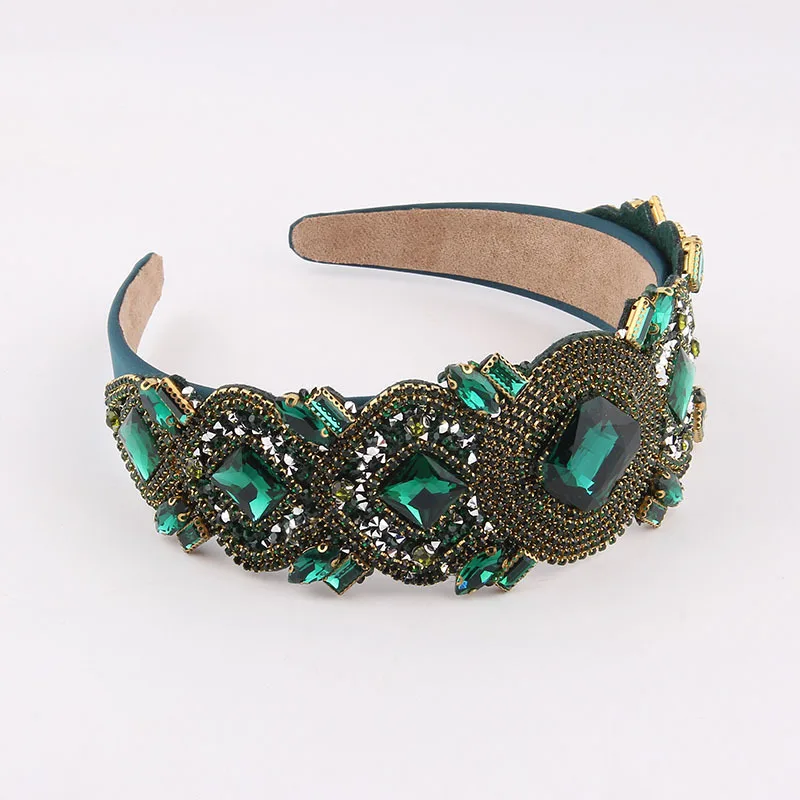 Headband New Vintage Heavy Industry Headband Premium Glass Drilled Wide Headband Ball Hair Accessories