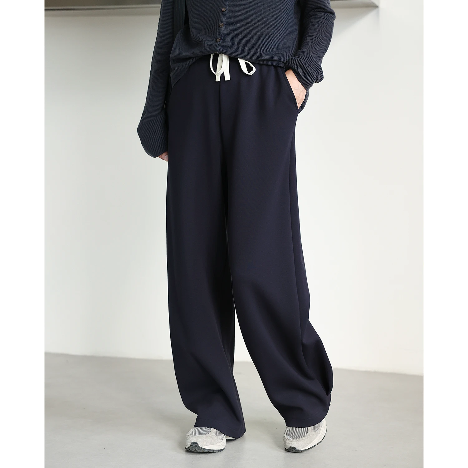 High Waist Wide Leg Pants Straight Cut Floor Length Women's Comfortable High Rise Trousers Korean Style Commute Fashion