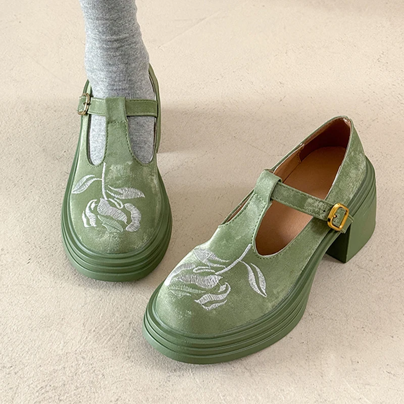 

High Heels Women Mary Jance Shoes Chunky Fashion Dress Shoes Luxury Elegant Autumn 2025 Sexy Pumps Designer Zapatos De Mujer