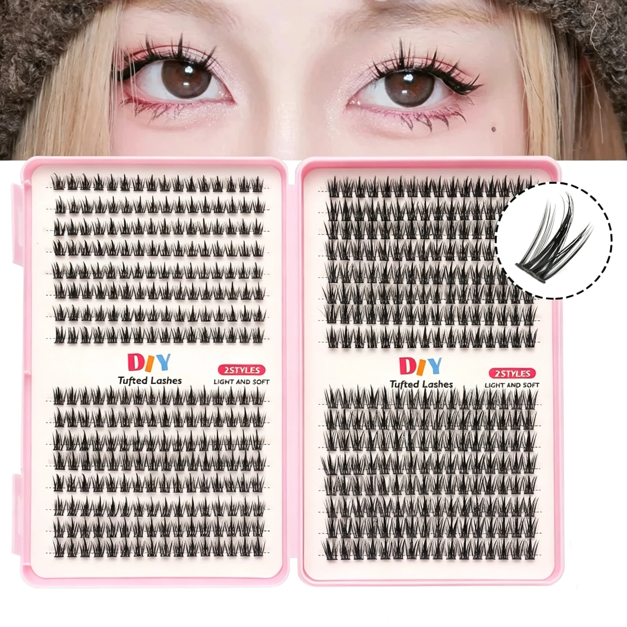 YOUNG LASH Large Capacity Tower Top Wheat Ear Mixed Eyelash Book European American Thick Single Cluster Grafting False Eyelashes